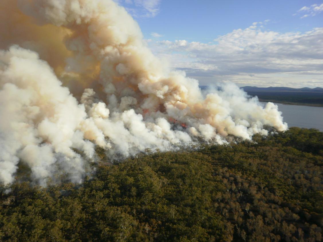 smoke rising from the landscape